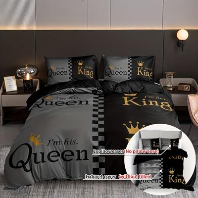 Weiches und bequemes Bettbezug-Set Kronen Digitaldruck - Perfekt für Schlafzimmer und Gästezimmer 1 Bettbezug+2 Kissenbezüge