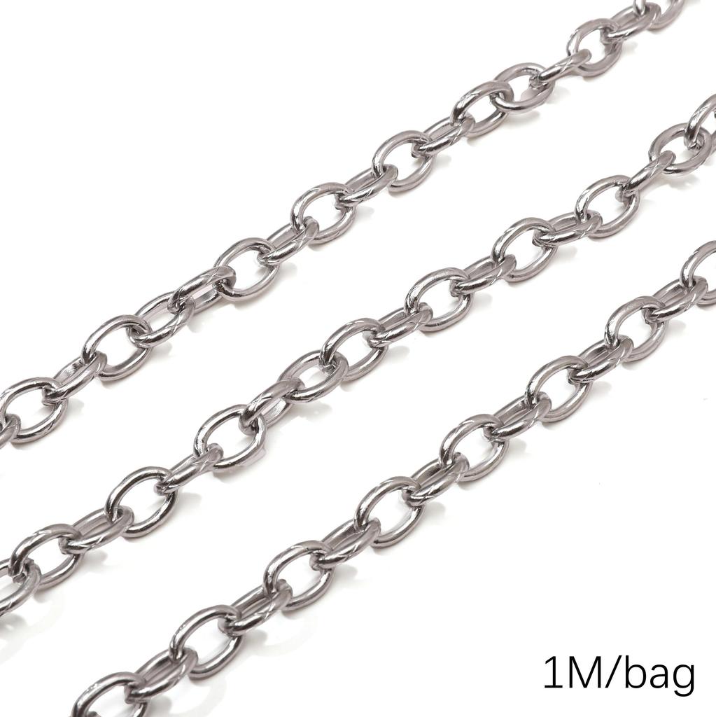 Chaîne Cœur en Acier Inoxydable de 0,5/1 Mètre Chaîne Cubaine Chaîne Punk de Base pour la Fabrication de Colliers Bracelets Bijoux Accessoires