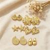6Pairs Boho Gold Ocean Earrings Set for Women Shell Starfish Flower Heart Studs Summer Beach Party Daily Wear Jewelry Gift
