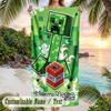 Minecraft Beach Towel, Personalized Custom Text, Quick Dry Soft Large Towel For Swimming Pool Travel