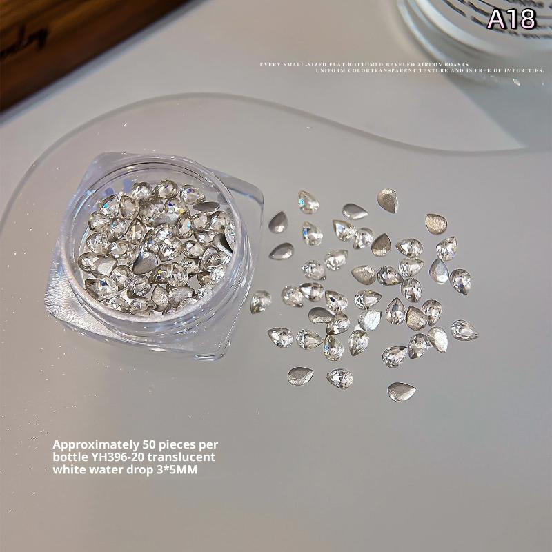 Mixed Zircon Nail Rhinestones Shiny Nail Diamond Flat Nail Gems Glass Stones Nails Decoration Nail Charm Diy Manicure Art