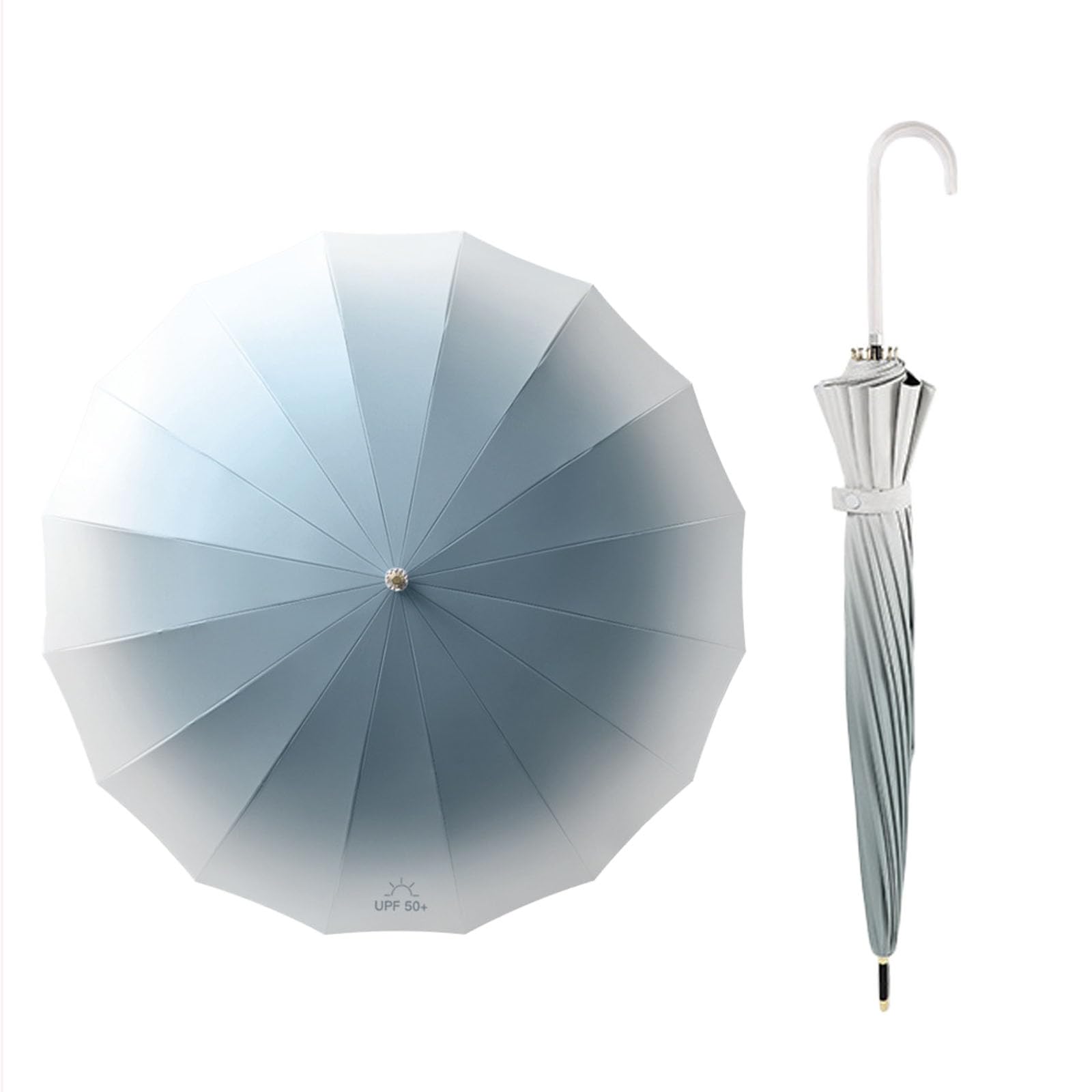 

Tanosimi Полная защита от УФ-лучей Длинный дождь 16 Супер вода Дождь Тайфун Дождливый Для просмотра Для солнечных и дождливых дней Зонт, Затенение, Защита, 100% синий