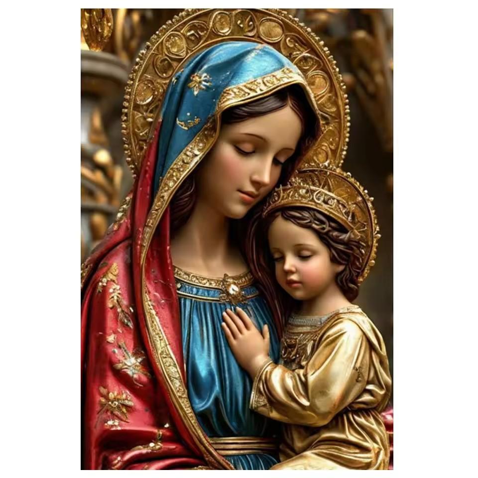 

5D Алмазная Живопись Искусство Сделай Сам Дева Мария Младенец Молитва Алмазная Вышивка Стразы Вышивка Крестом Мозаика Украшение для Дома Full Round 30x40CM