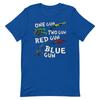 One Gun, Two Gun, Red Gun, Blue Gun. 2nd Amendment Patriotic T-Shirt 100% Cotton O-Neck Short S