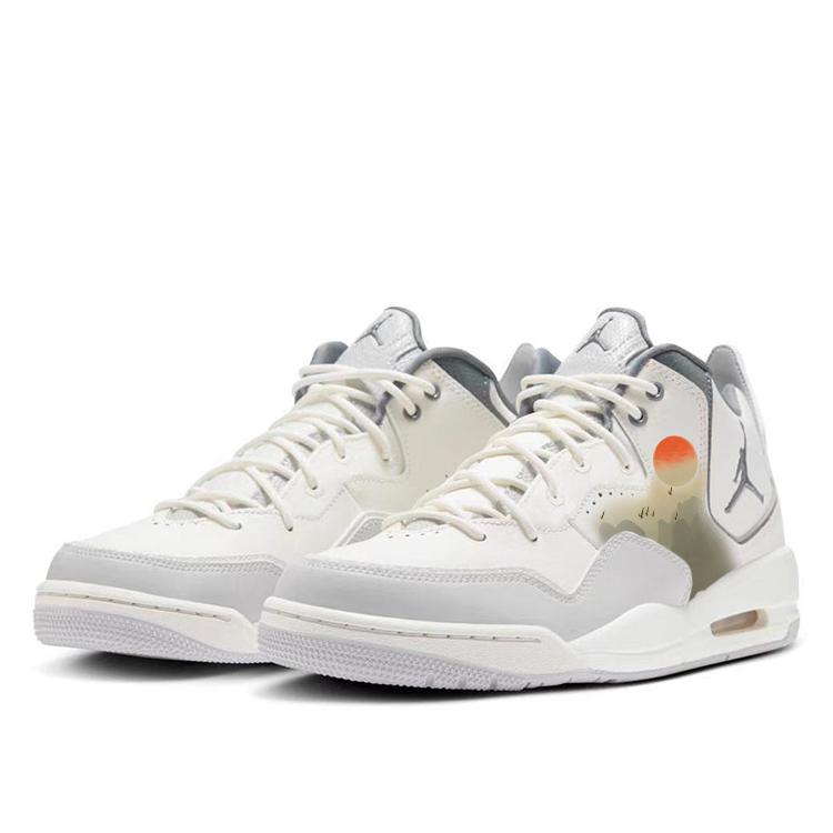Jordan Courtside 23 Cushioning Slip Resistant Mid top Vintage Basketball Shoes Men's Gray White HQ1192-101(Team366-)
