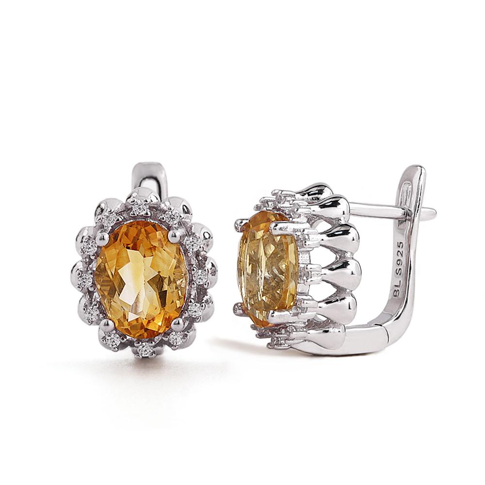 925 Sterling Silver Ring Earrings Pendant Necklace Nautral Oval 7*9mm Citrine Fine Jewelry Set for Women's Banquet Birthday Gift