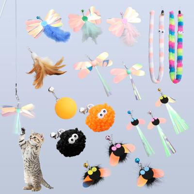 Nouvelle! Tête de remplacement de plumes amusantes pour animaux de compagnie, outils de bricolage multi-types, fournitures pour animaux de compagnie pour chat, bâton télescopique