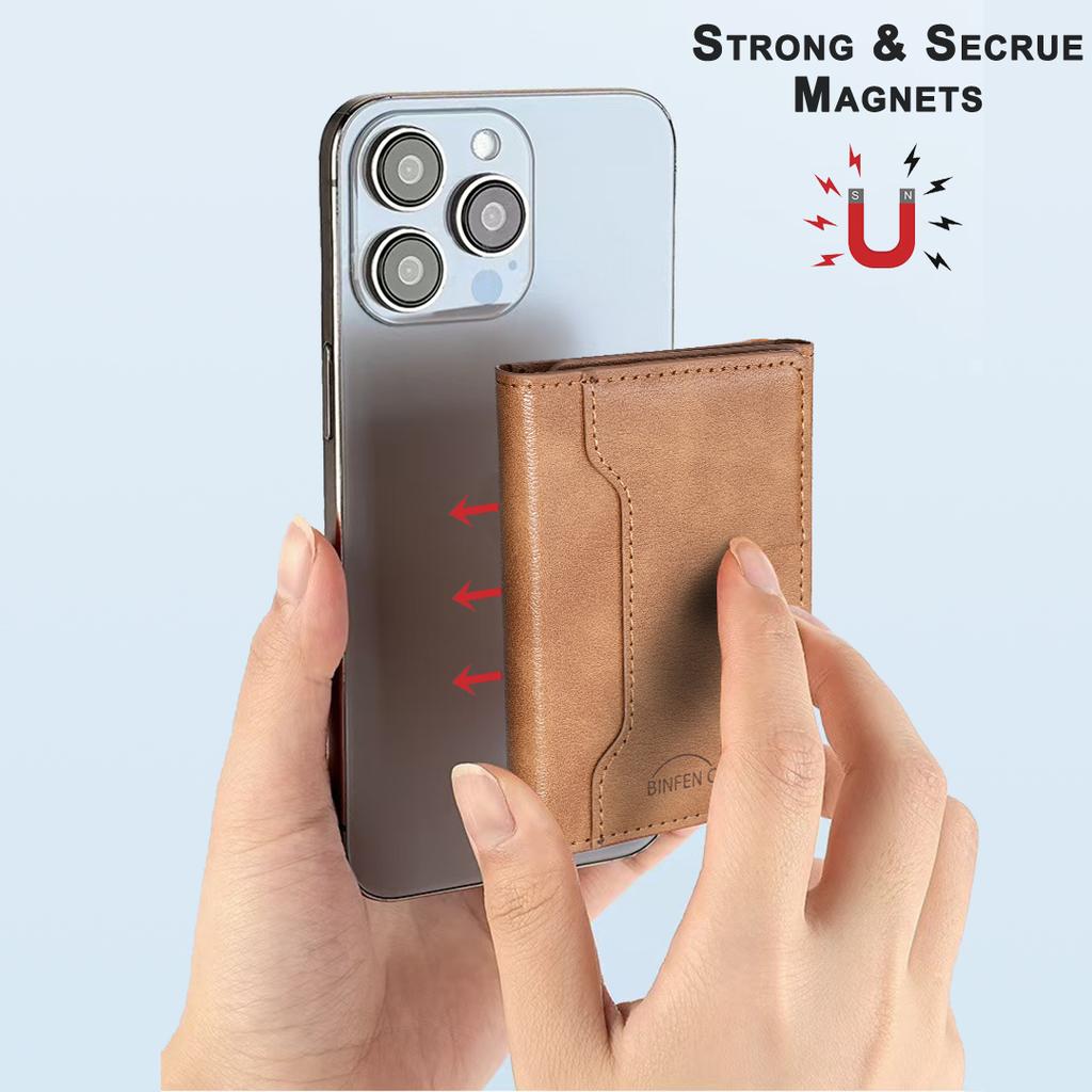 EUCAGR Artificial leather credit card magnetic elastic wallet(5 card slot)with strong magnetic accessories | ID card clip wallet