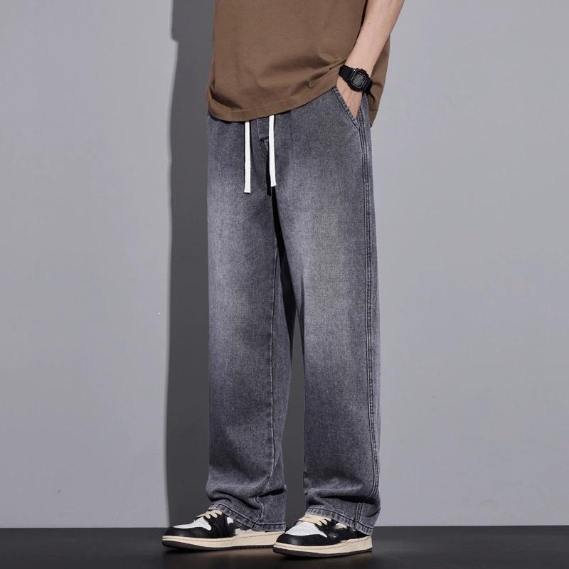 Herrenbekleidung Weite Hosen Baggy Jeans Streetwear Gerade Mode Denim Hosen Y2k Vintage Gewaschen Elastischer Bund Herrenhosen