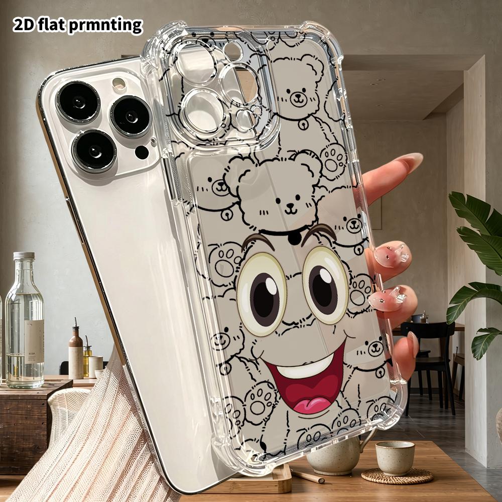 Phone Case: 2D flat suitable for iPhone 18 17 16 15 14 13 Pro, transparent with corner protection, funny emojis, Christmas and Halloween gifts