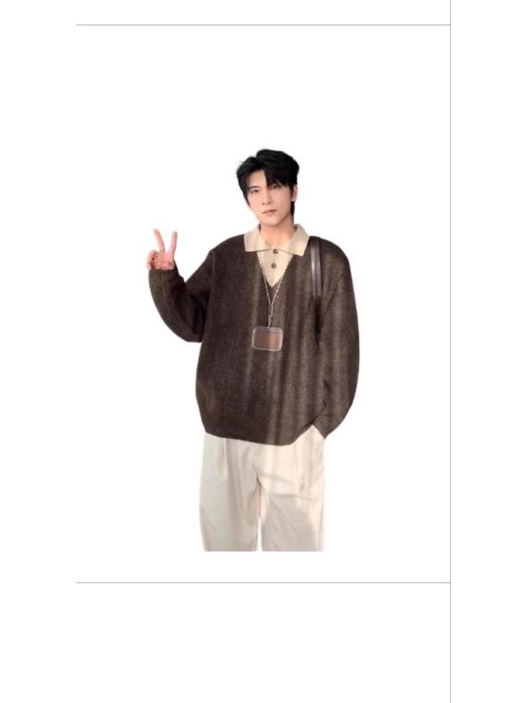 Korean Retro Old Money Style Knit Sweater: Autumn-Winter Two-Piece, Warm Versatile Casual Men's Fashion