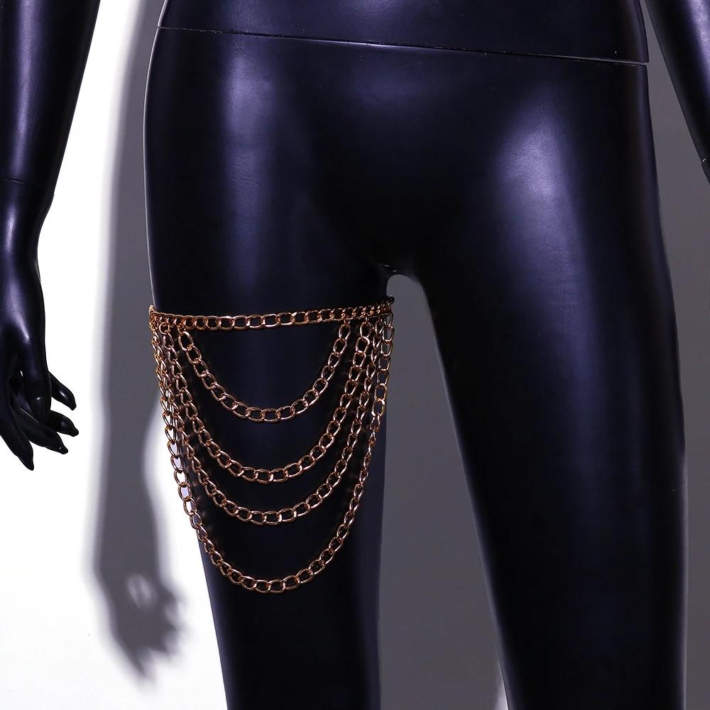 Stonefans Multi Layer Thigh Chain Harness Female Accessories Sexy Metal Belt Prsonality Vintage Garter Leg Chain Body Jewelry