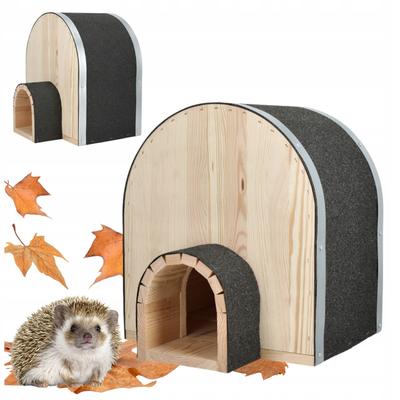 Wooden Hedgehog House with Bottom, Shelter, Lair, Maze, Solid