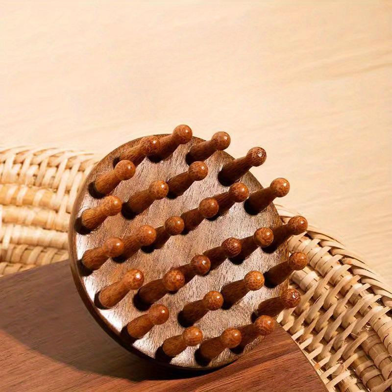Sandalwood Round Disc Scalp Massage Comb for Hair Nourishment and Follicle Care