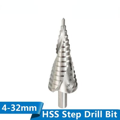 Step Drill Bit 4-32mm HSS Step Cone Drill Spiral Groove Wood Metal Hole Cutter Core Drilling Tools