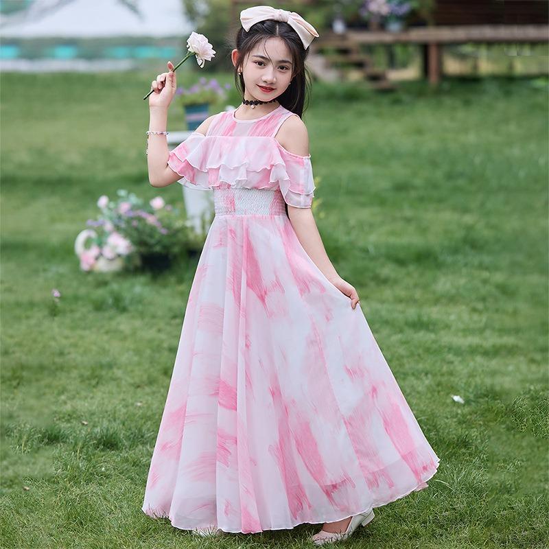 Girls Princess Thin Summer Dress Kids Casual A Line Children Beach Dress