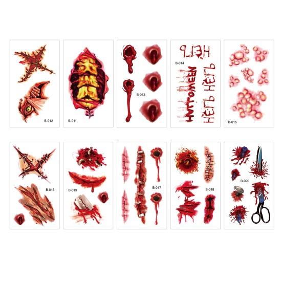 Yousheng 1/2/4 Sady Nálepky Tetovanie Veľké Ústa Realistické Halloweenske Hororové Nálepky na Tvár Set Vodoodolné Dlhotrvajúce Dočasné Tetovania na Strašidelný Make-up