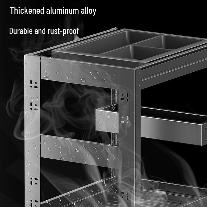 Gunmetal Gray Aluminum Kitchen Spice Pull-Out Rack