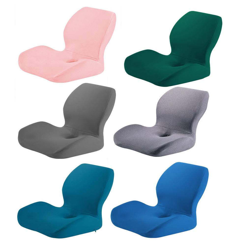 1Pc Memory Foam Seat Cushion Ergonomic Design One-piece Seat Cushion with Waist Support Anti-slip Backrest Cushion for Home