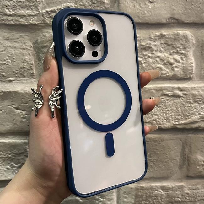For Magsafe Wireless Charge Case For iPhone 11 12 13 14 15 Pro X XR XS Max 7 8 Plus Magnetic Bumper Transparent Cover
