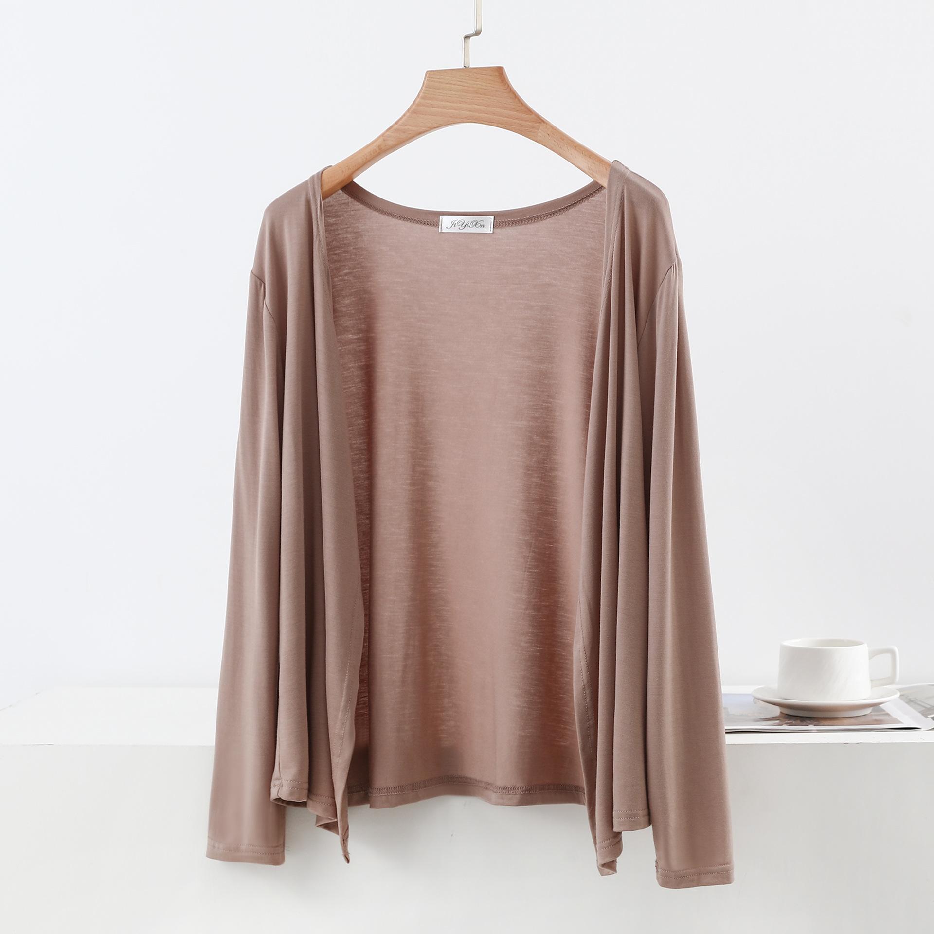 

Plus size M to 6XL Women s New Modal Cardigan Long sleeves shirt Sun Protection Clothing Loose Air-conditioned cover up fashion front-open Tops 6XL хакі