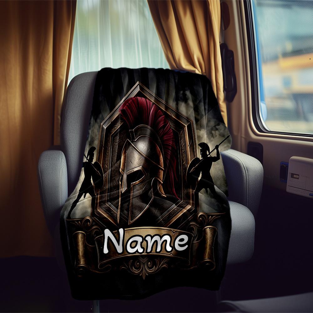 Spartan Helmet Rv Customize Your Name Blanket Comfortable Soft Lightweight Allseason Multipurpose Blanket For Travel Camping Picnics Sofas Rvs Beds