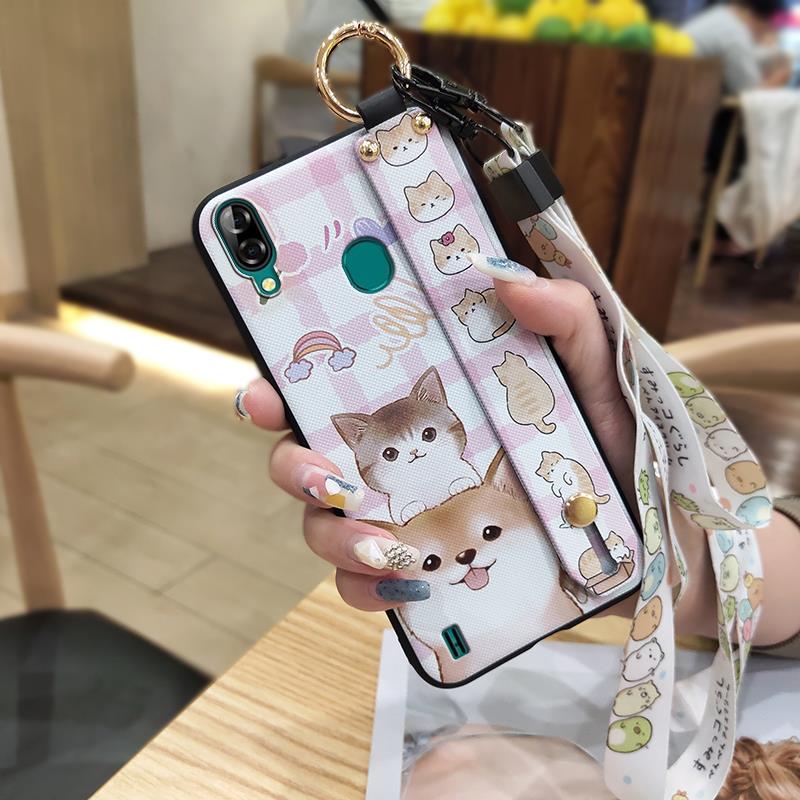 Cute Wristband Phone Case For Blackview A60 Pro Silicone Soft Case Durable Kickstand Shockproof Fashion Design Anti-dust