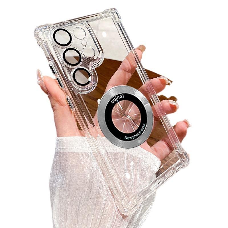 Samsung S25U Phone Case Airbag Anti-drop Electroplated S24P Magnetic Attachment Suitable for A53 and A56 Full Package Transparent Case
