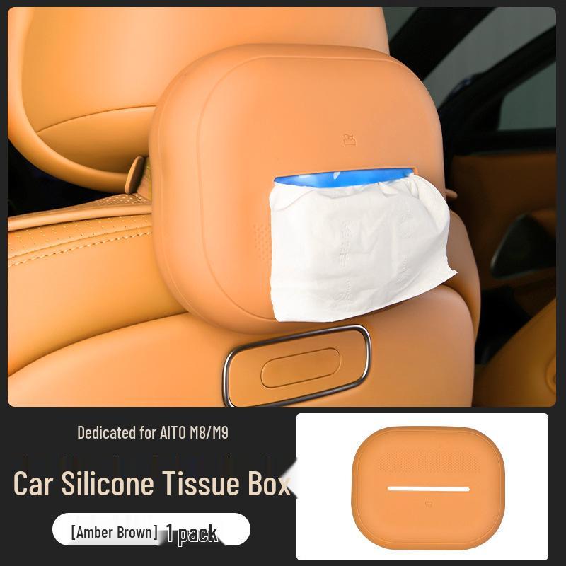 Silicone Armrest Tissue Box for AITO M9 - Car Seat Back Tissue Holder