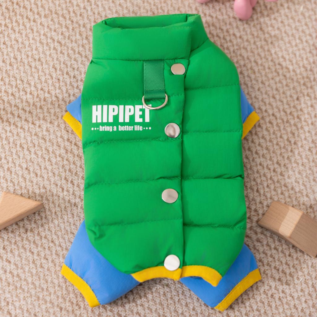 Autumn and winter dog clothes, thickened warm, quilted cotton pockets, traction cat pets, bear four-legged cotton-padded clothes, dog clothes.