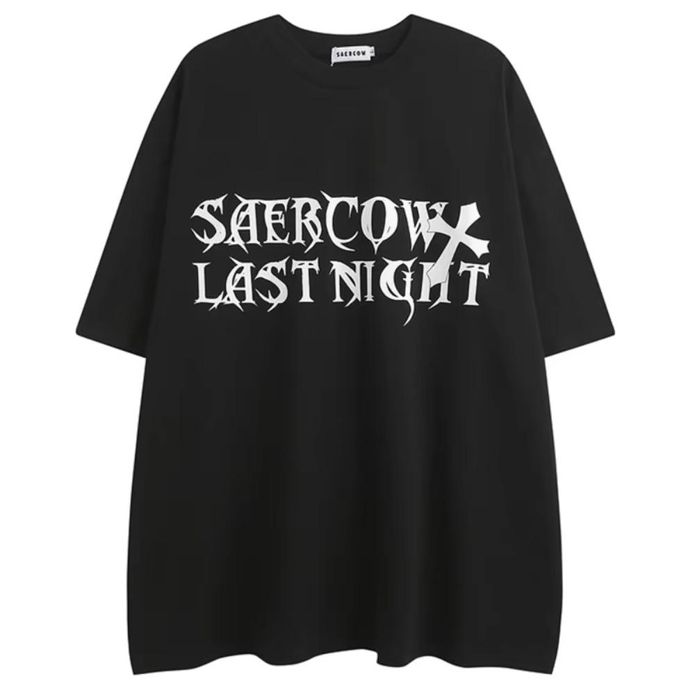Print 100% Cotton Short Sleeve T Shirt for Men and Women Dark Style American Casual Loose Size Tee Hip-hop Tops