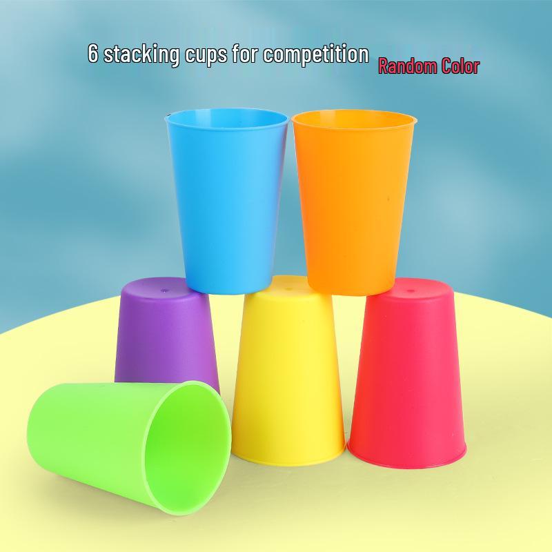 Interactive Colorful Stacking Cups Game for Kids - Two-Player Educational Toy for Kindergarten