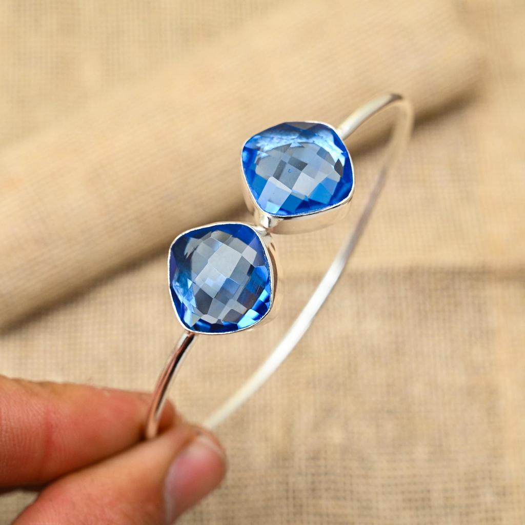 Tansanit Edelstein 925 Sterling Silber Schmuck handgefertigter Armreif/Manschette als Hochzeitsgeschenk