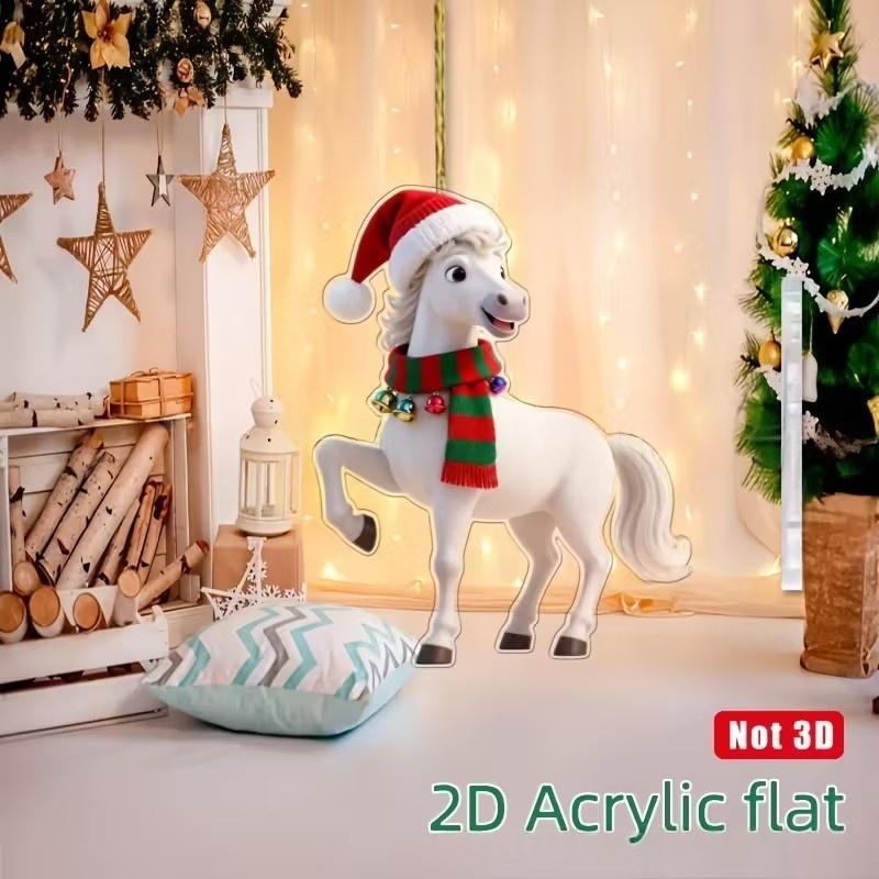 Ornament Pandantiv Acrilic 2D Cal de Crăciun Decor Festiv Pentru Interior Exterior Copaci Decorațiune Agățată Accesorii de Petrecere