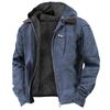 Men's Solid Color Hooded Cotton Jacket with Zipper Pockets and Plus Velvet Lining