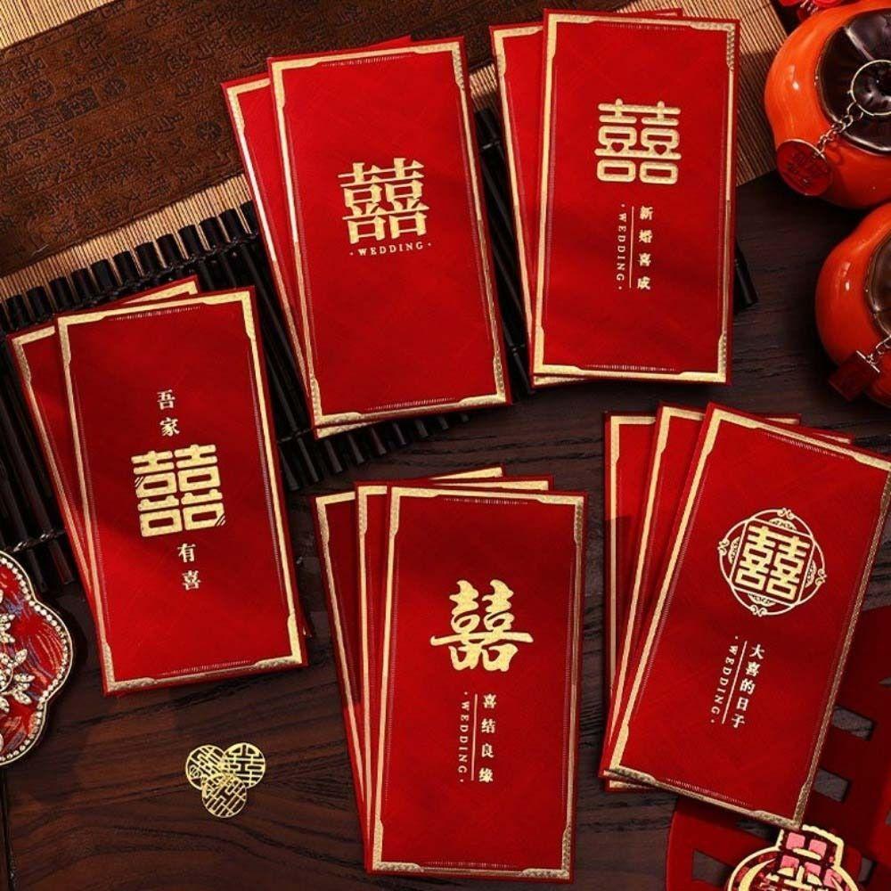 6pcs Chinese Style 2026 Horse Year Red Envelope Paper Money Pockets  For Chinese New Year