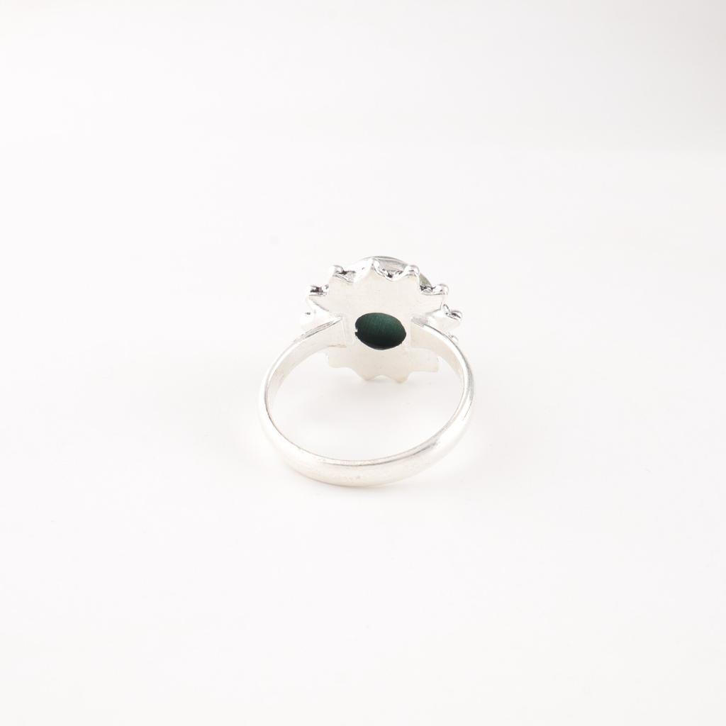 Natural Malachite Gemstone 925 Sterling Silver Jewelry Handcrafted Stylish Ring RR-7-27