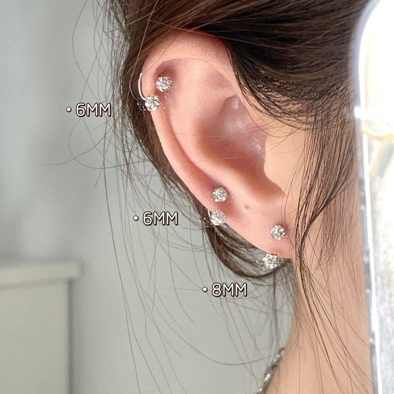 

Titanium Steel Ear Studs Female New Arrival Fashion All-Match Removal-Free before Sleep Double-Headed Tightening Buckle Ear Bone Stud Ear Rings Three pack [6mm_8mm_10mm]]