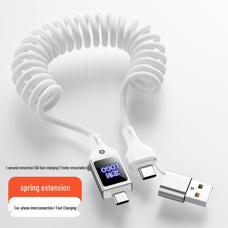 CarPlay Screen Mirroring LED Retractable USB Charging Cable with Custom Logo - Type-C Mobile Data Cable