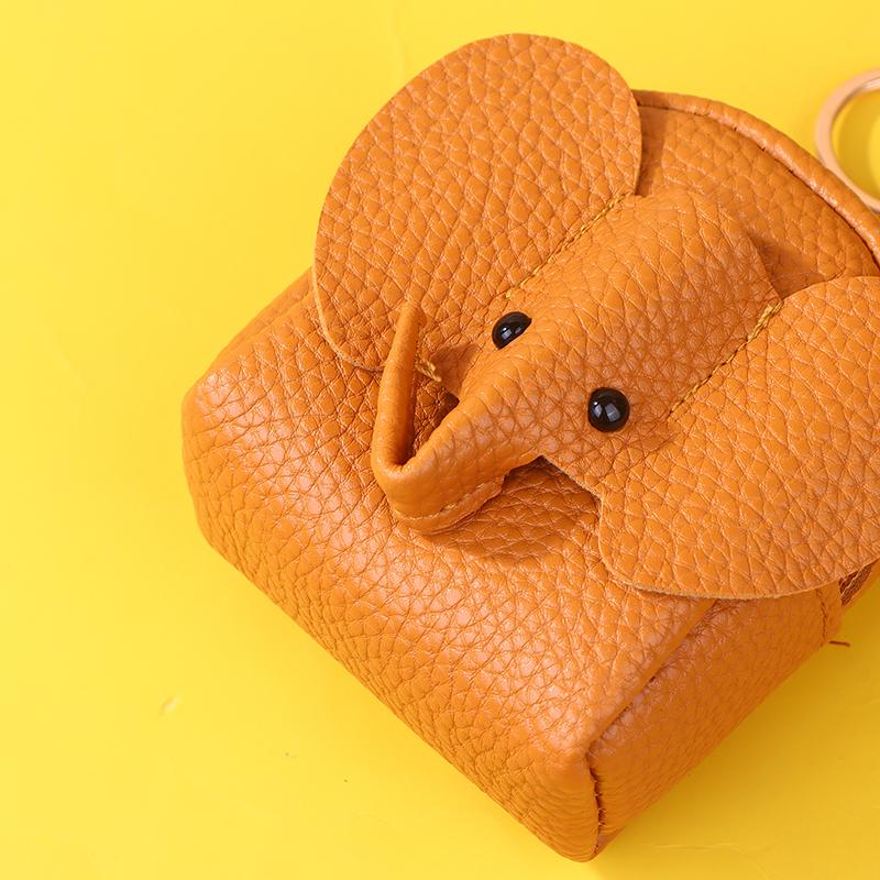 Pu Leather Elephant Money Bag Women Coin Purse With Key Ring Multifunctional Zipper Cartoon Storage Bags Key Case