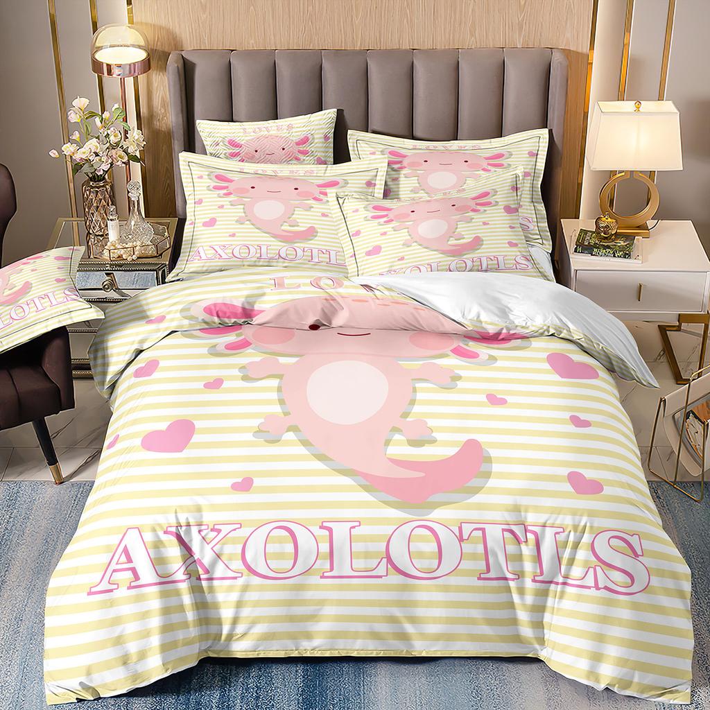 Cartoon Children Animal Frog Salamander Three-Piece Set 3D Digital Printing Grinding Quilt Cover Bedding