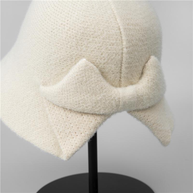 Simple Bow Temperament Bucket Hat Women's Autumn and Winter Casual Versatile Washbasin Hat New Hat