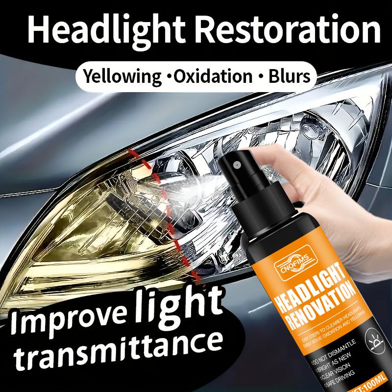 100ml Ceramic Headlight Repair Spray, Premium Automotive Headlight Repair Tool - Removes yellowing and oxidation, restores clari