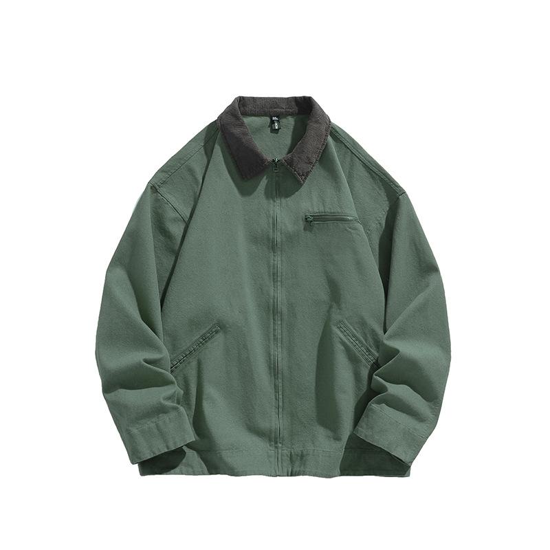 2024 Autumn Men's Casual Japanese Style Color Block Multi-Pocket Workwear Jacket