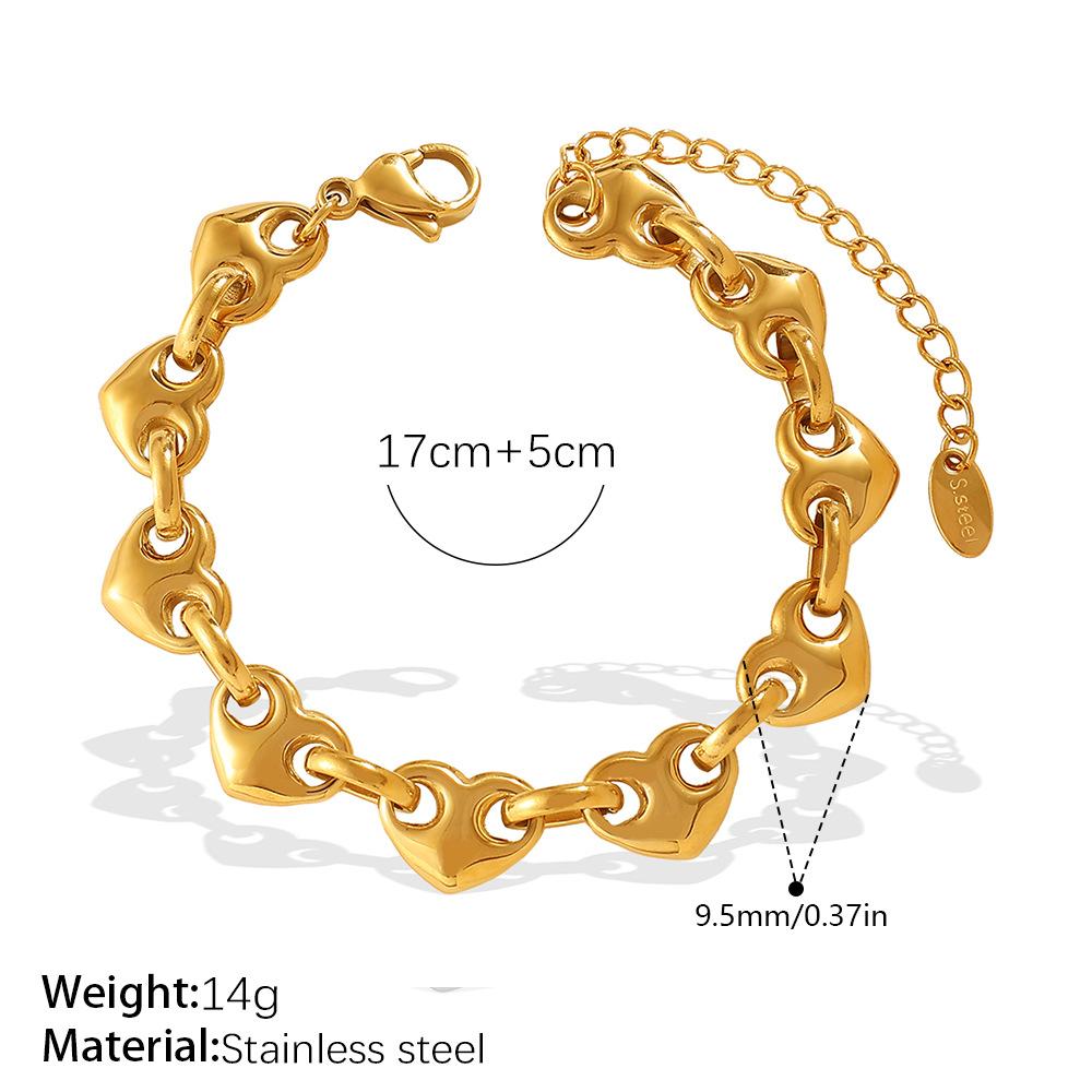 Simple Temperament Hollow Love Earrings Bracelet Necklace Light Luxury High-End Set
