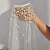 Seethrough Sheer Bridal Veils with Pearls Rhinestones Beadwork Chapel Veils for Wedding Ceremony Gathering Bride Essential