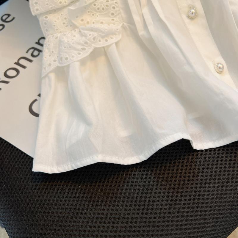 Fashion Flying Sleeve White Shirts Vintage Sleeveless Ruffled Lace Blouse for Woman Woman Elegant Casual Sweet Tops
