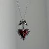 Y2k Subculture Bow Tie Red Purple Heart-shaped Rose Lace Thorns Cross Pendant Necklace for Women Hallowmas Gothic Jewelry Gifts