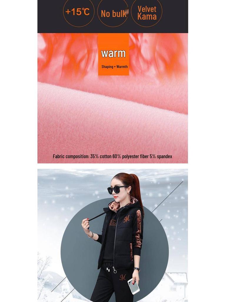 Women's Warm Plush Sportswear: Autumn/Winter Korean Style Hooded Three-Piece Fashion Suit