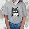 Bad Cattitude Cat T-Shirts For Women Summer Tee Shirt Femme Casual Short Sleeve Round Neck Tops T-Shirts